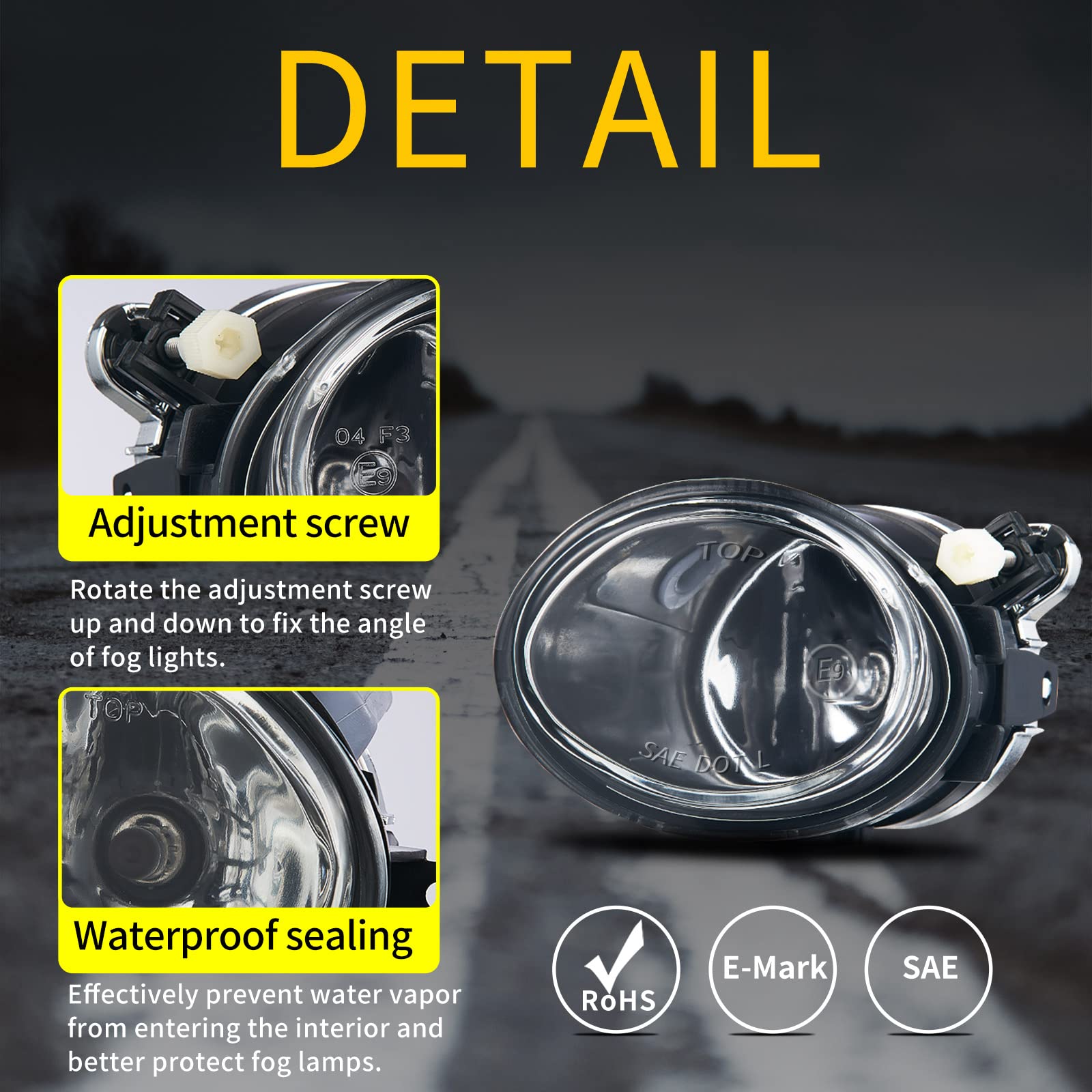 Fendinebbia per BMW E46 E39 Paraurti M-Tech Pacchetto M Sport Serie 3 5 M3 M5 09/2000-12/2007(HB SDN WGN CPE CONV) HB4 1 Paio trasparente+cornice