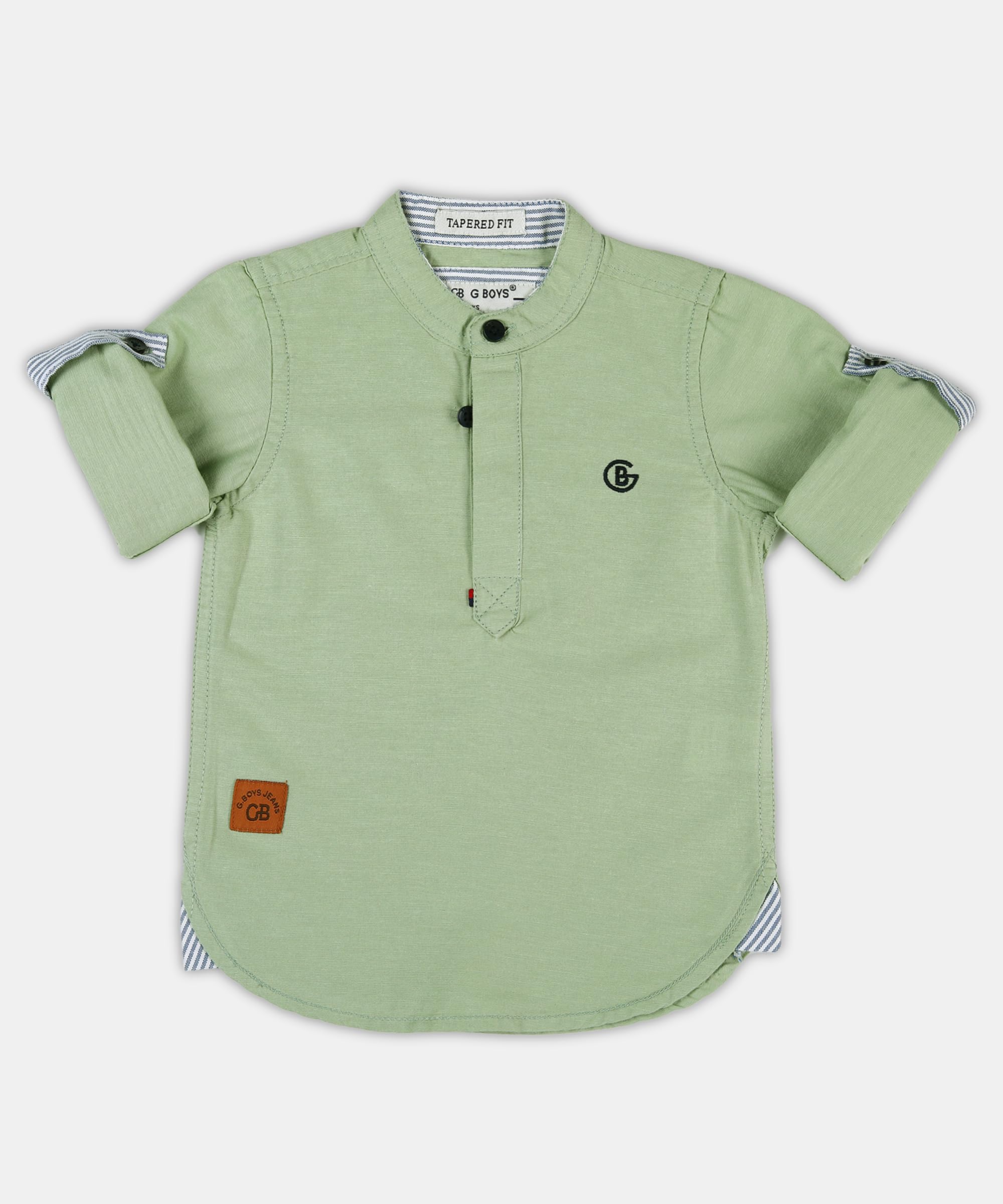 Pooja Baby Kids Stylish Solid Style Cotton Regular Fit Kurta Formal Boys Shirt Casual Wear Buttoned Kurta for Boys (14-15 Years, Light Green) - Image 3 thumbnail