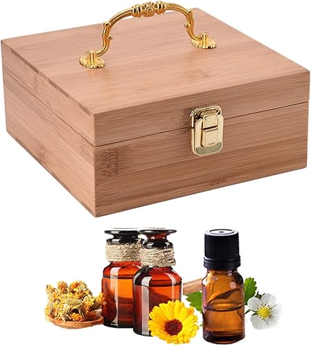 Miniatura 9 de Pure Vie Caja de almacenamiento de bambú de aceite esencial, presentación de exhibición de viaje, capacidad para 25 botellas para 5, 10, 0.5 fl oz,