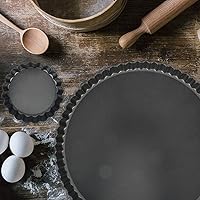 Vista 9 de Juego de 10 mini sartenes para tartas con fondo extraíble de 4 pulgadas, antiadherente, redonda, acero al carbono resistente para pasteles