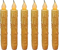 Vista 16 de CVHOMEDECO. Velas de cera real sumergidas a mano, funciona con pilas, temporizador LED, velas cónicas sin llama primitivas del país, 6-3/4 pulgadas