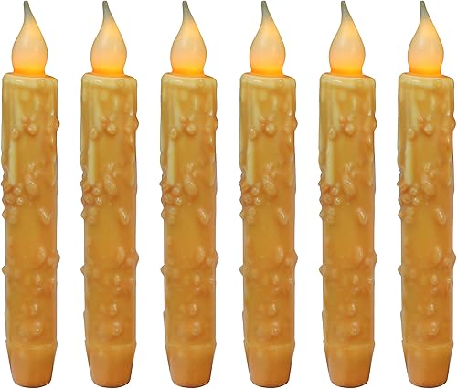Miniatura 16 de CVHOMEDECO. Velas de cera real sumergidas a mano, funciona con pilas, temporizador LED, velas cónicas sin llama primitivas del país, 6-3/4 pulgadas