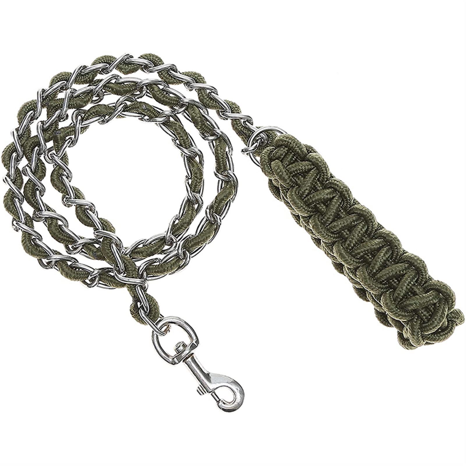 Correa de nylon para mascotas Cadena de metal resistente Correa para perros Suave anti mordida Mango trenzado de nylon Correas de cuerda de entrenamiento para mascotas para perros medianos y grandes