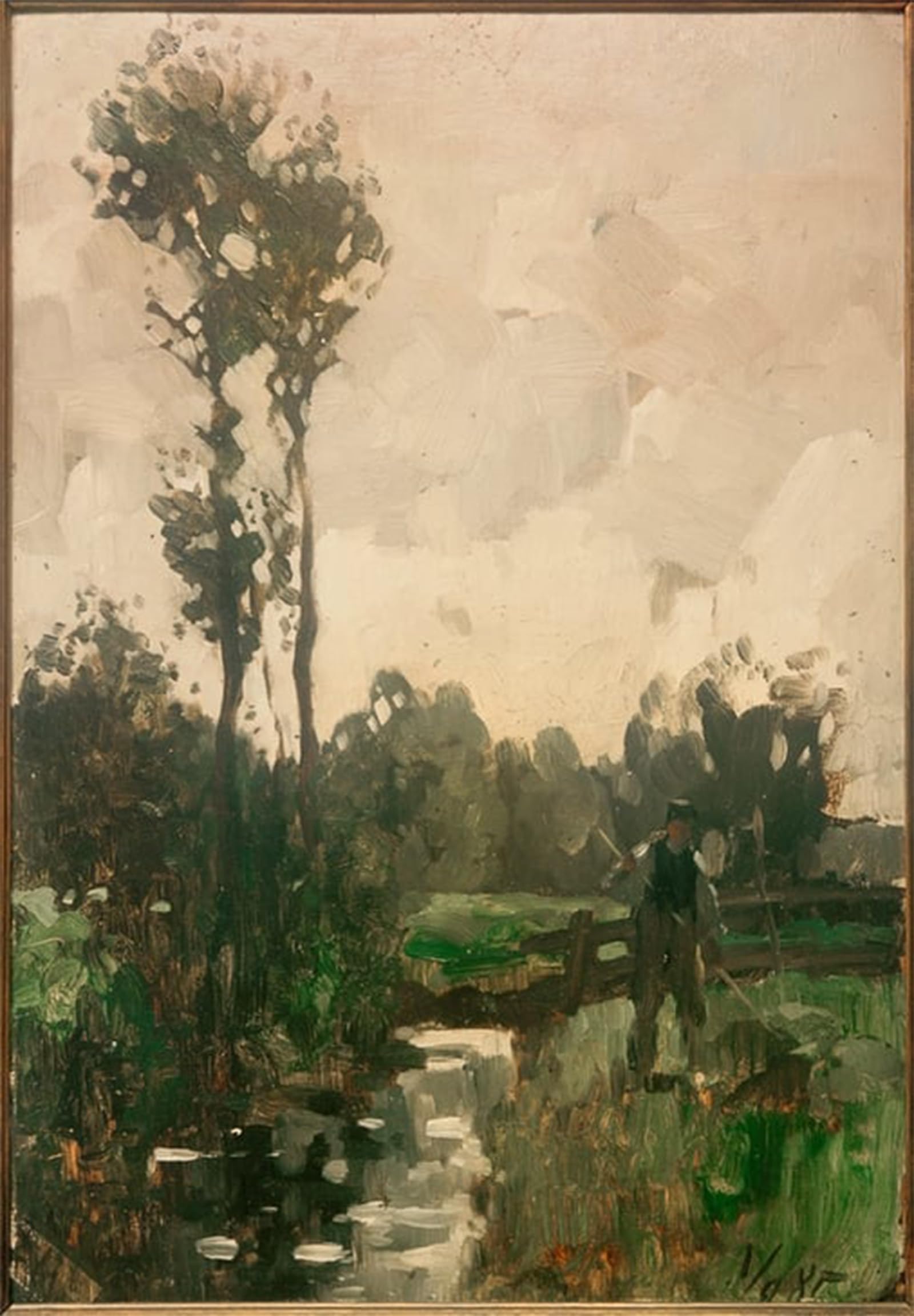 ARTXLXXBN Famous Painting Canvas Artwork Graffiti Print Am Bach by Ludwig Herbst Portrait Canvas Image for Home Decor 60x90cm