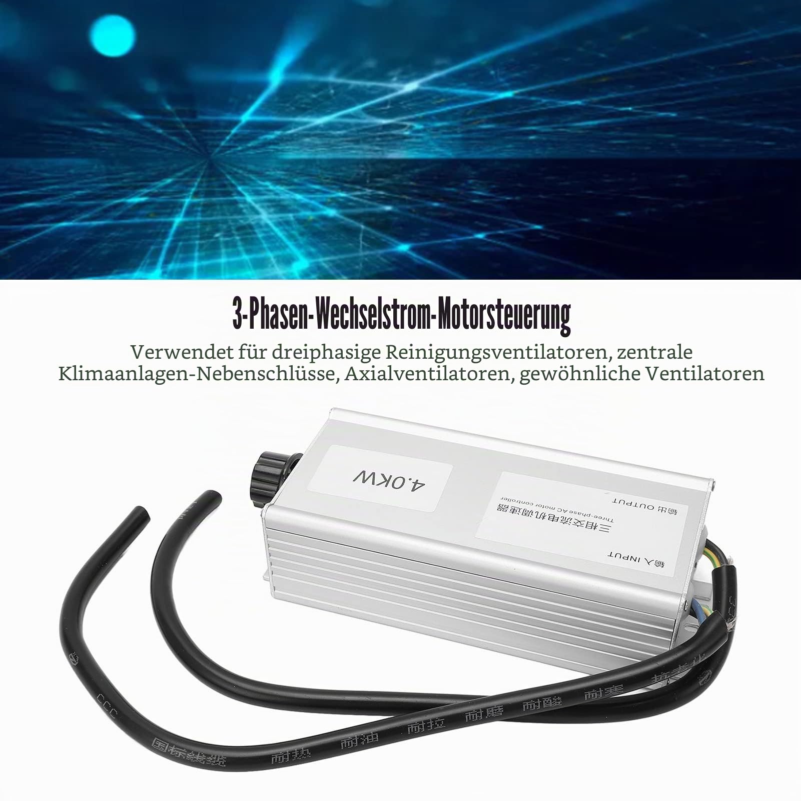 Drehzahlregler für Wechselstrommotoren, 3-phasiger 4-kW-Hochleistungslüfter, Stufenloser Drehzahlregler, 380 V