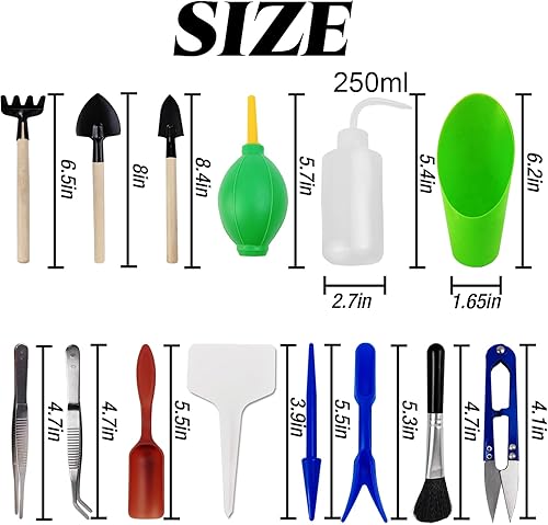 Miniatura 2 de GXXMEI Juego de 20 herramientas para suculentas, mini juego de herramientas de jardín, juego de herramientas de trasplante, kit de cuidado de