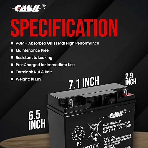 Miniatura 5 de Casil Batería SLA de 12V 18Ah compatible con Generac 7500 EXL generador portátil