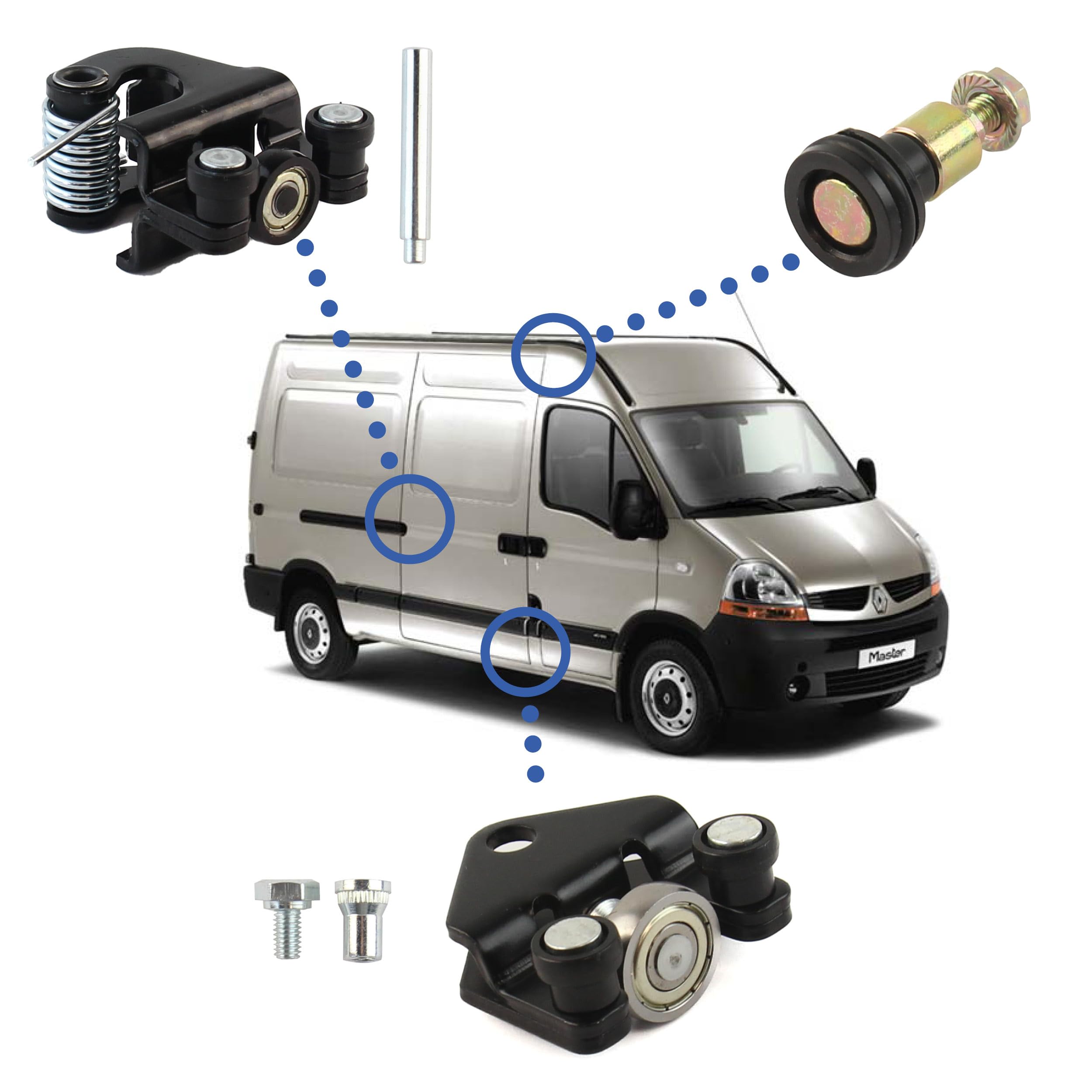 STARKIT PERFORMANCE 3 ruote porta laterale compatibili per Master 2, Movano A, Interstar (1997-2010) rulli porta scorrevole - Guida ALTO - MEZZO - BASSO porta