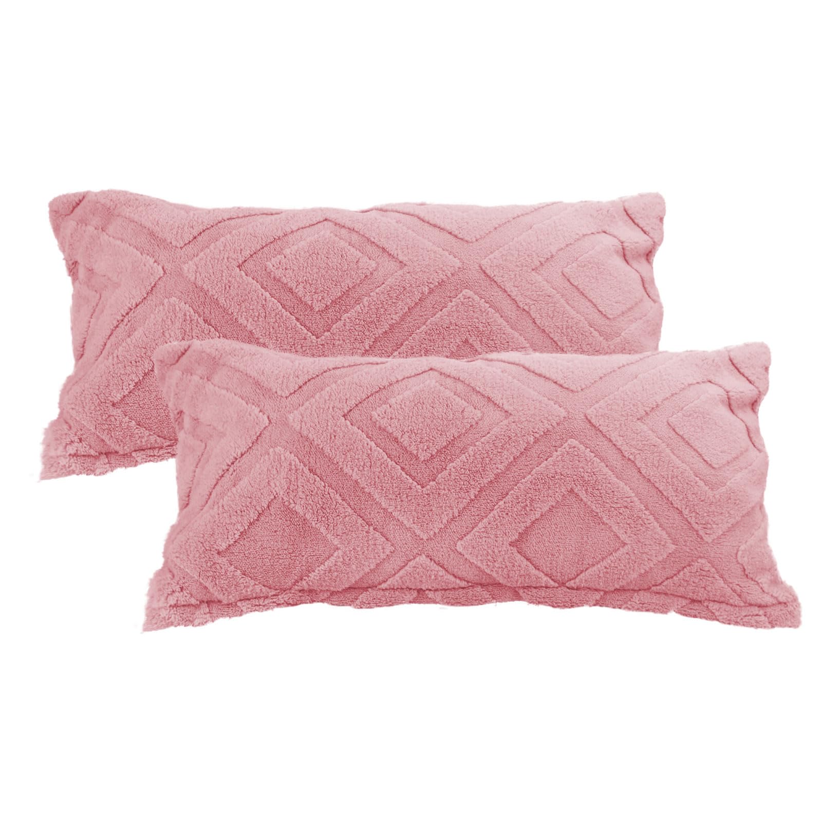 Housse de coussin en peluche rose polaire Teddy taie oreiller rectangulaire 40x80
