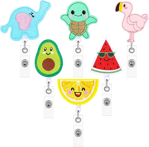 6 piezas de carrete de insignia de fieltro para enfermera, carrete de insignia retráctil, carretes de identificación de nombre, divertido y lindo
