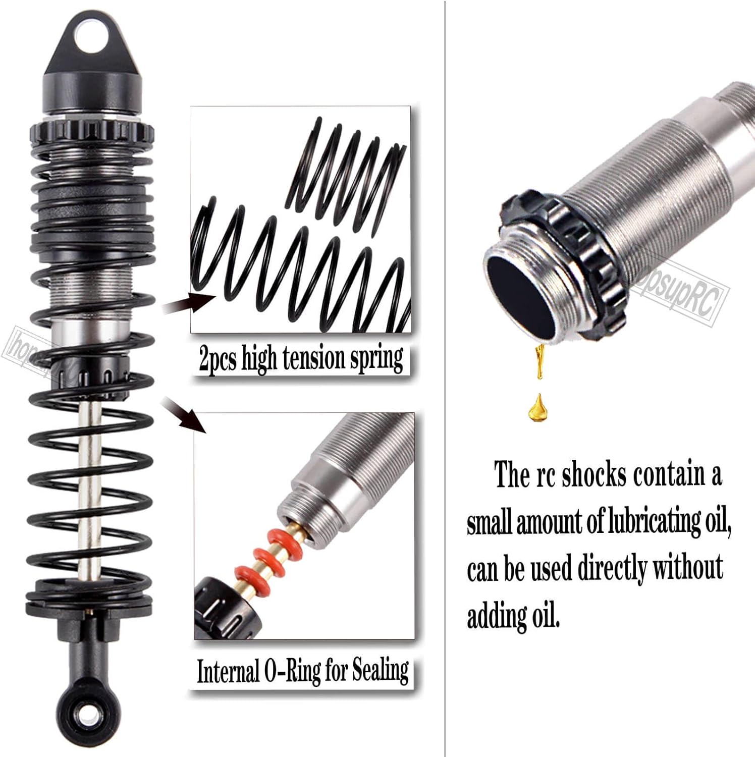 Full Aluminum Big Bore RC Shocks Absorber Damper Upgrades Part for 1/10 Slash/Stampede/Rustler/Bandit VXL 4X4 2WD,Front Rear Assembled Full Metal Shocks,4PCS Titanium