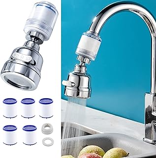 Sink Filter Water Faucet,360° Rotating Faucet Water Filter, Kitchen Bathroom Universal Swivel Sink Filter, with 3 Water Outlet Modes Removes Chlorine Fluoride Heavy Metals Hard Water for Home Kitchen
