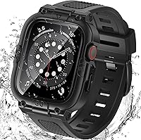 Vista 26 de Goton Estuche impermeable 3 en 1 con correa para Apple Watch con protector de pantalla de vidrio templado incorporado de 40 mm, cubierta frontal