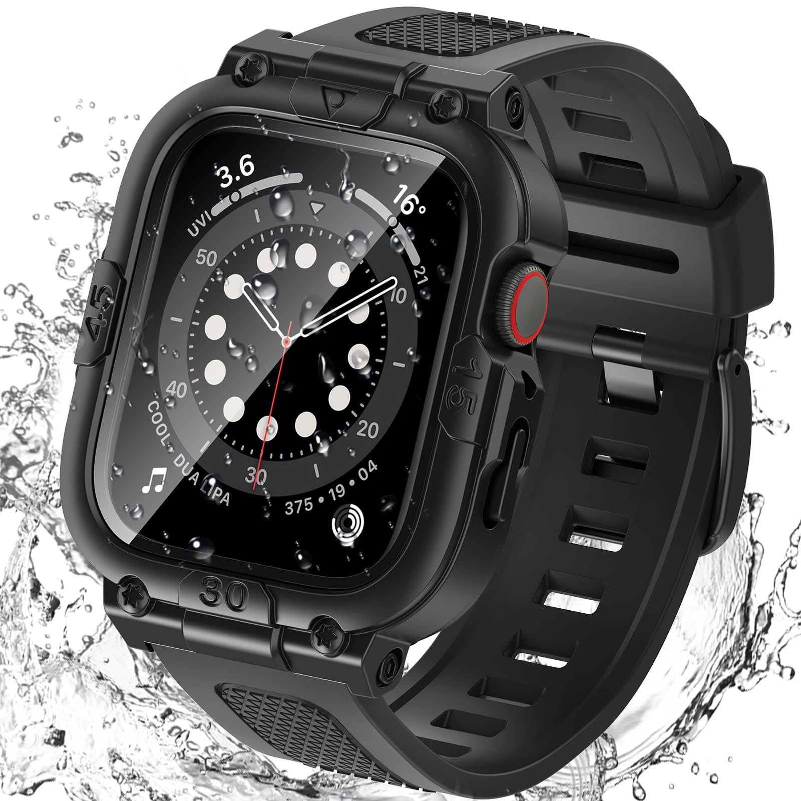Goton 3 in 1 Waterproof Case with Band Compatible for Apple Watch | 44mm 40mm 46mm 42mm 4…
