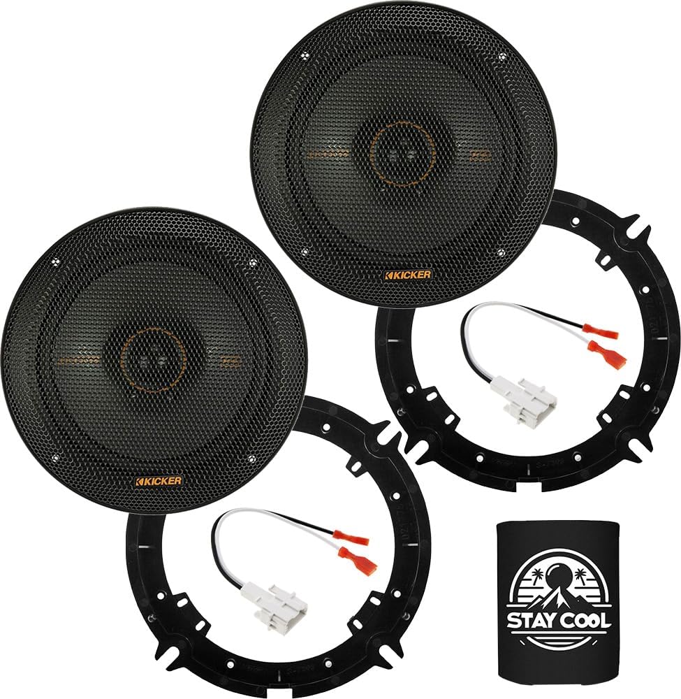 KICKER Speakers 6.5 inch for Kia Forte 2019-2024 Upgrade Kit - Pair of KS Series with Adapters and Harness, Coaxial 6 1/2 Car Audio Front or Rear Door Speaker KSC650, 51KSC6504