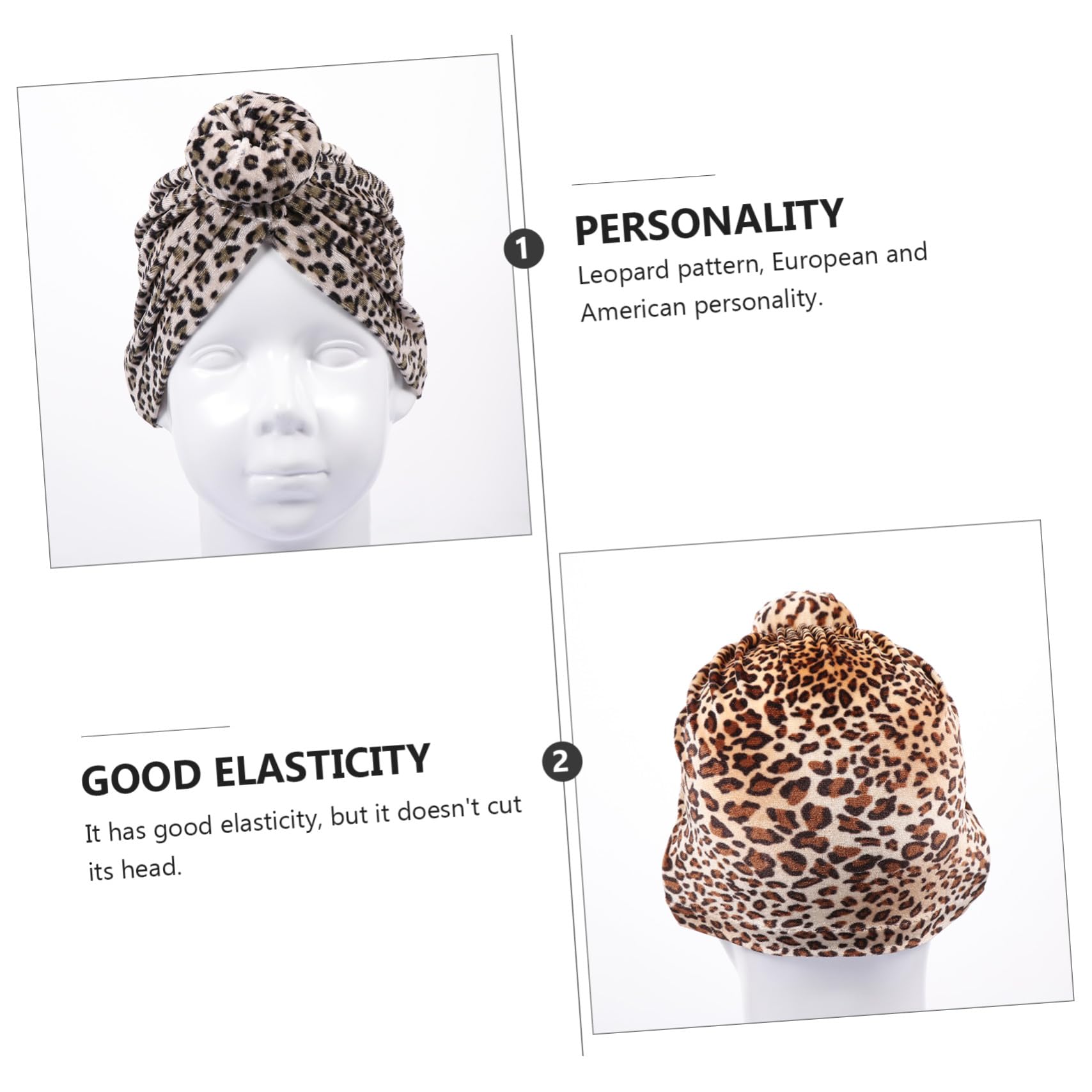Neugeborenenmütze Wintermütze Wintermütze Kopfschmuck -Turban-mütze Hüte Für -Ohr-Hut -turbanmütze Baumwolle Leopard