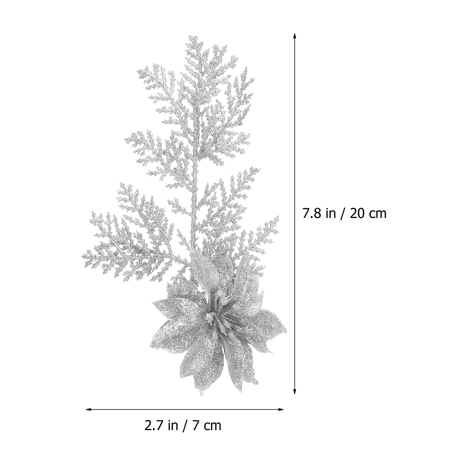 jojofuny Ornamente Krippendekoration 18 Stücke Künstliche Weihnachtsblumen Glitter Poinsettia Plektren Kiefer Zweige mit Clip for Christmas Crafts Party Festliche Wohnkultur