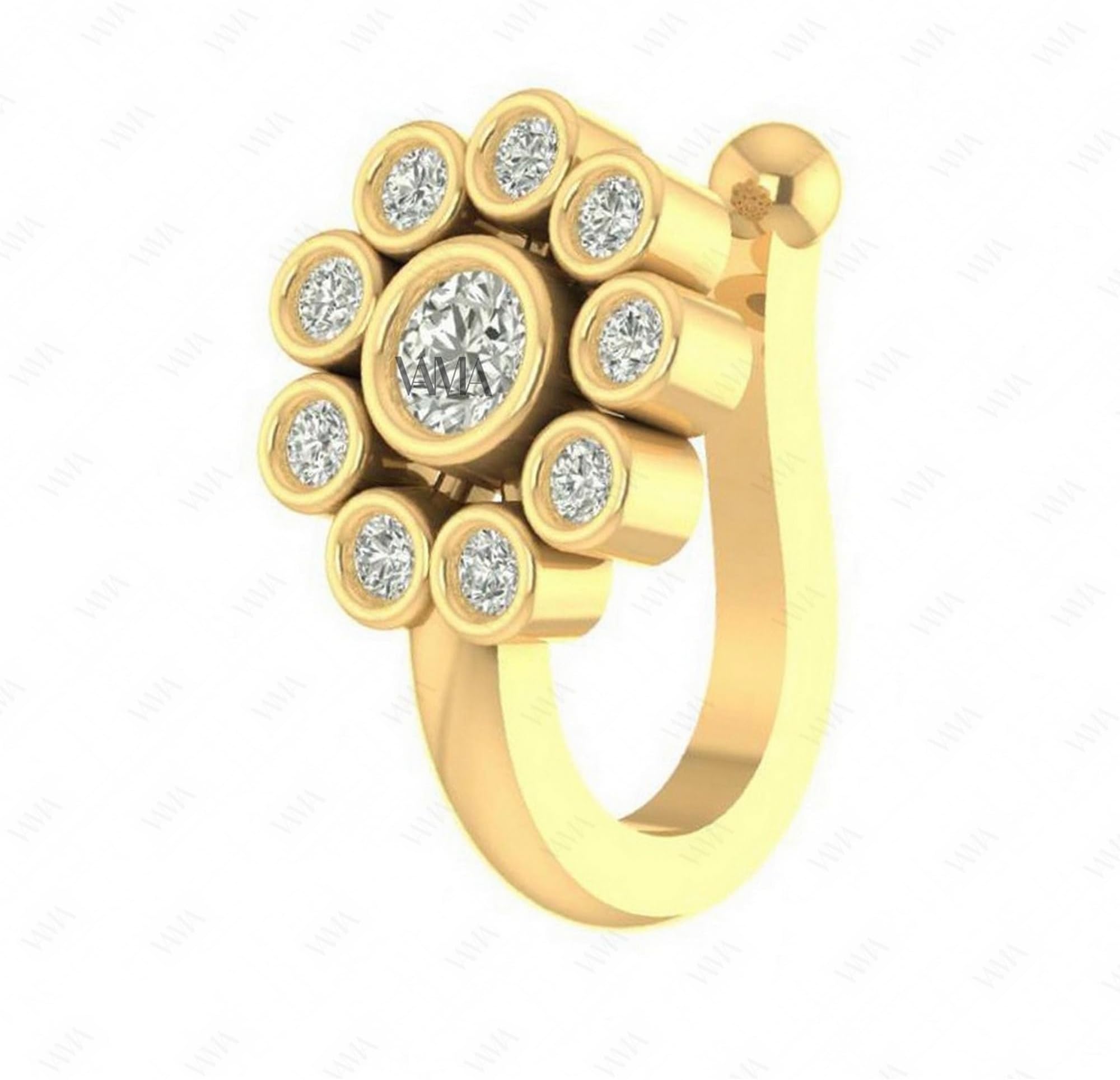 Pressing Type Golden Nose Ring Pins without non Pierced Nose Clip on NosePin Stud for Girls & Women