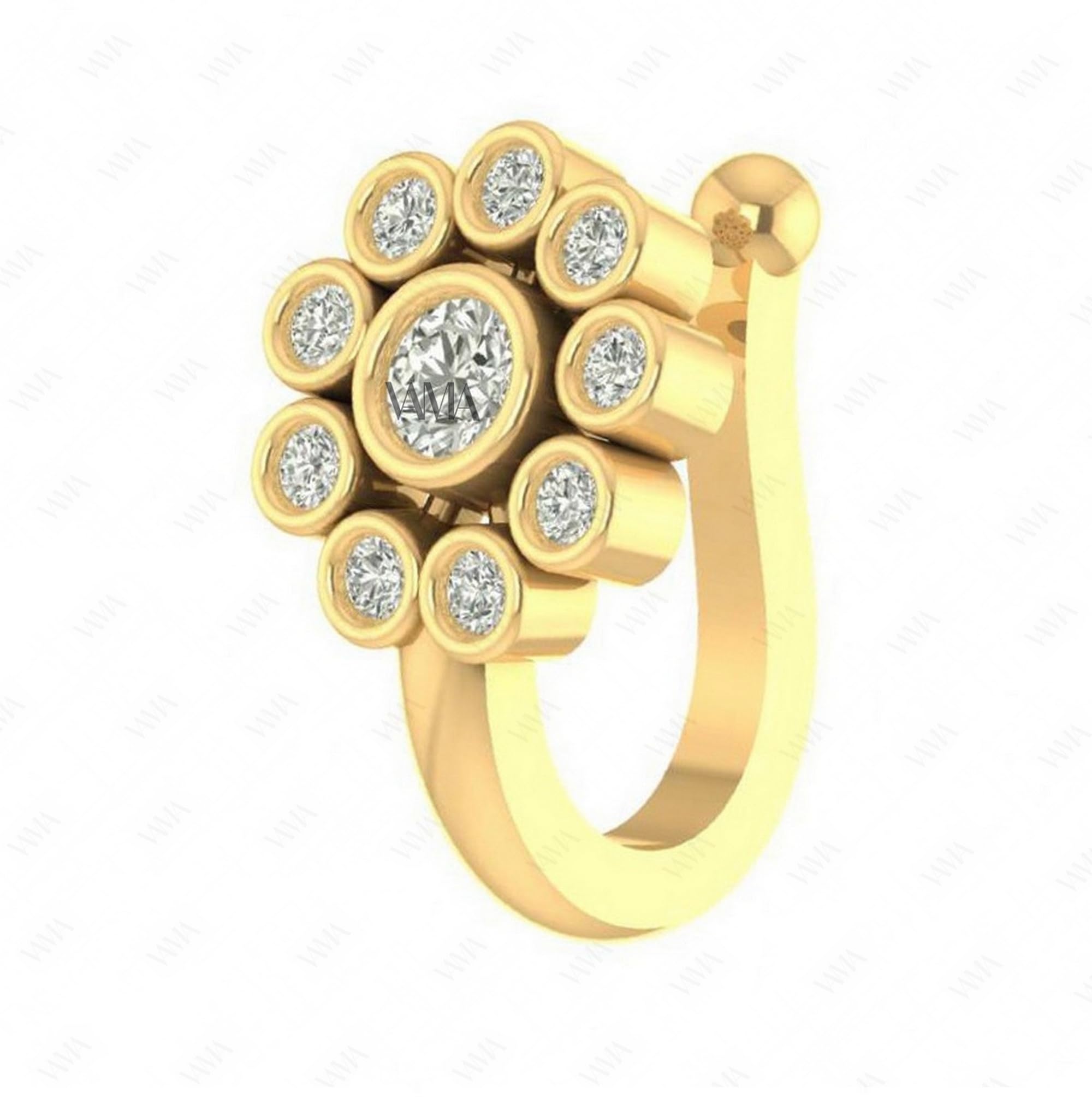 vama Pressing Type Golden Nose Ring Pins without non Pierced Nose Clip on NosePin Stud for Girls & Women-picture-15
