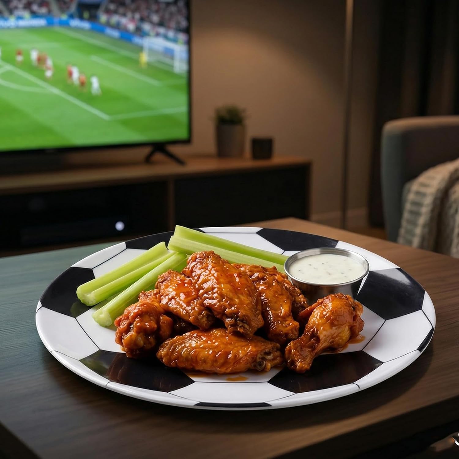 Webbylee Soccer Design 6-Piece Melamine Dinner Plates – 10-Inch Football Theme, Lightweight & Shatter Resistant, Dishwasher Safe, Parties & Indoor Outdoor Use