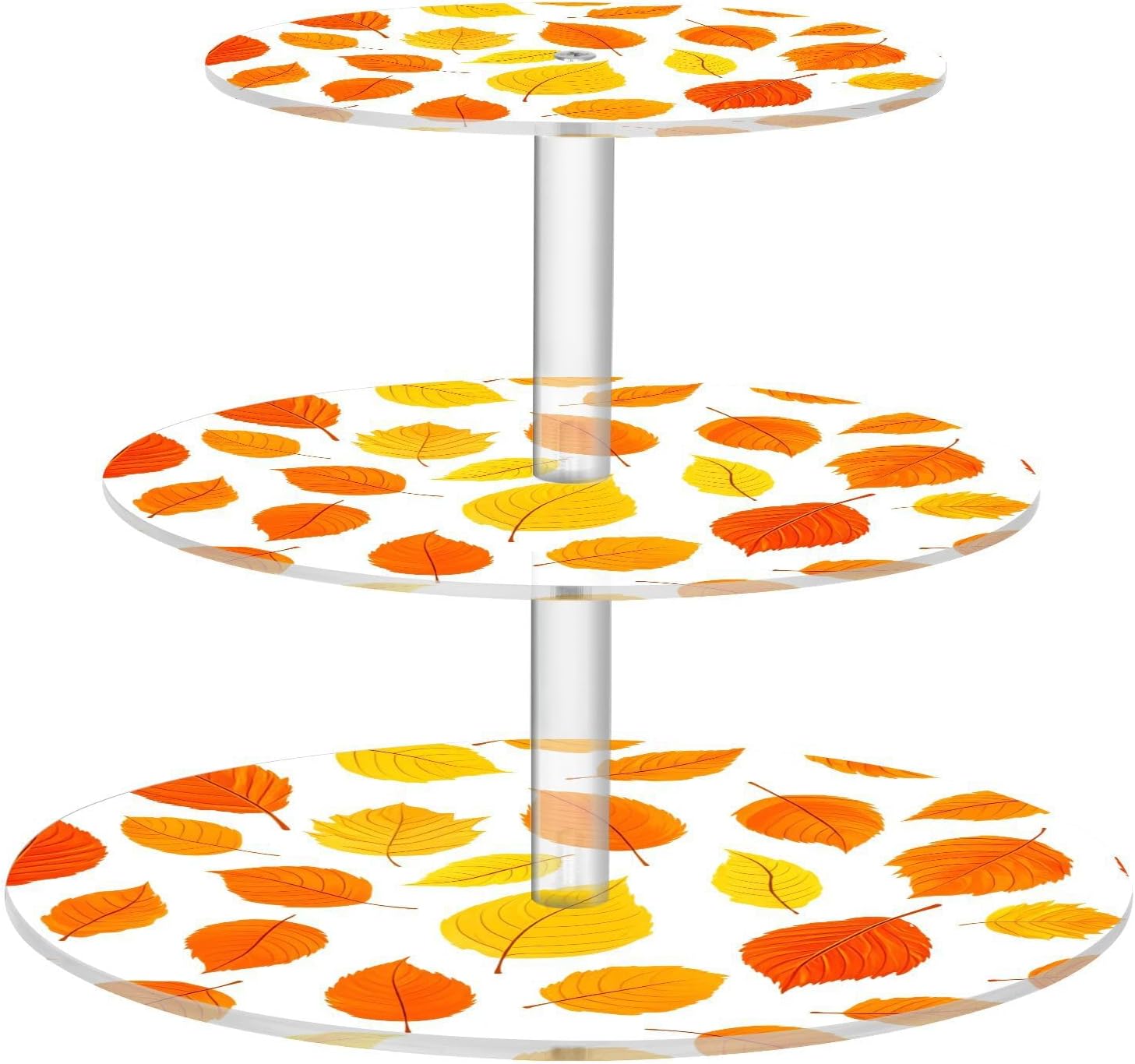 Autumn Fall Leaves Thanksgiving 3 Tier Acrylic Cupcake Stand, Cupcake Stand for 34 Cupcakes for Weddings, Christmas,Holidays,Parties,Birthday,Printed Cupcake Tower 23301669