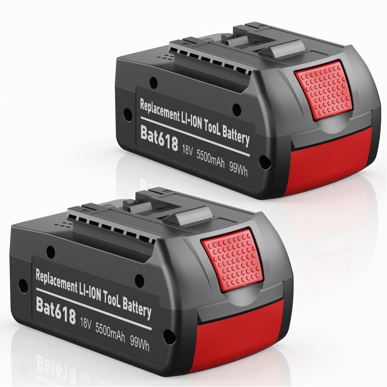 Lot de 2 batteries de rechange 18 V 5,5 Ah pour Bosch BAT609G BAT618G