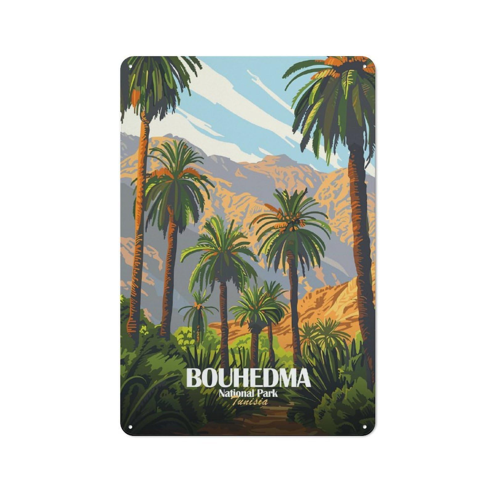 Junmoney Bouhedma National Park, Tunisia For Garden Room Or Summerhouse, Vintage Tin Sign 30X20cm, For Display In Garden Rooms And Summerhouses