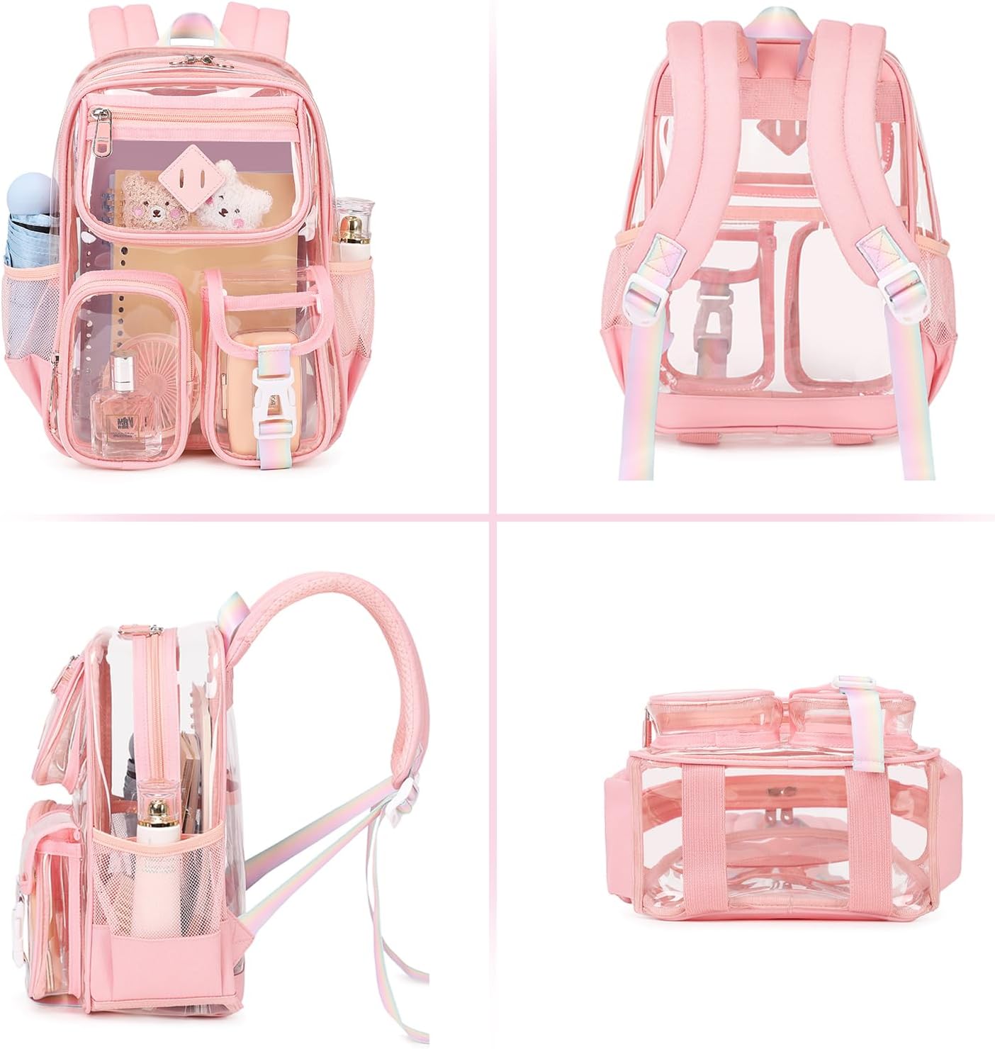 PIG PIG GIRL Mini Clear Backpack for Stadium Events, Small Clear Bag for Child for Festival Concert,Pink(Not Fits School)
