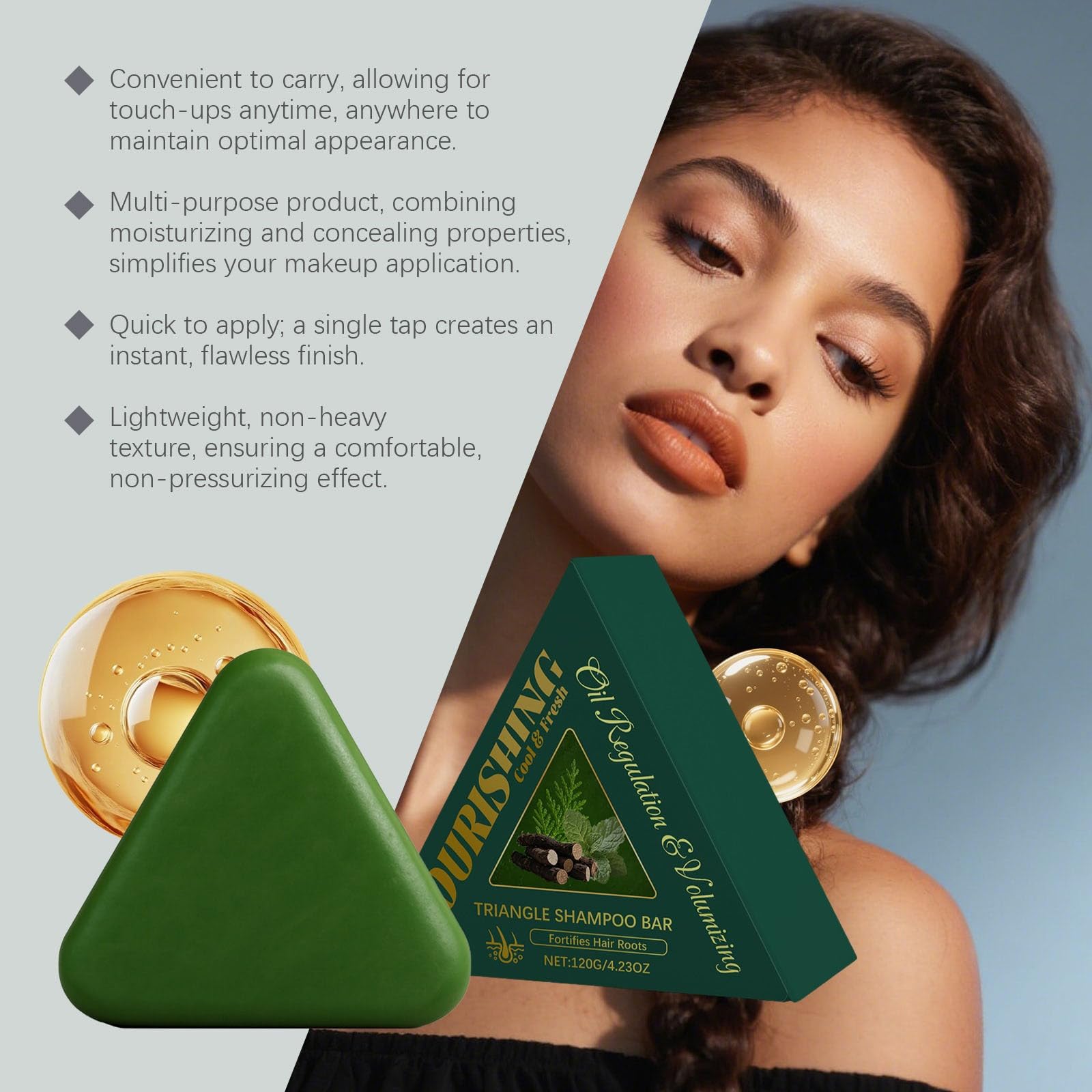 Sapone Verde Per Capelli,Nature Triangle Shampoo Bar, Usman Grass Shampoo Solido