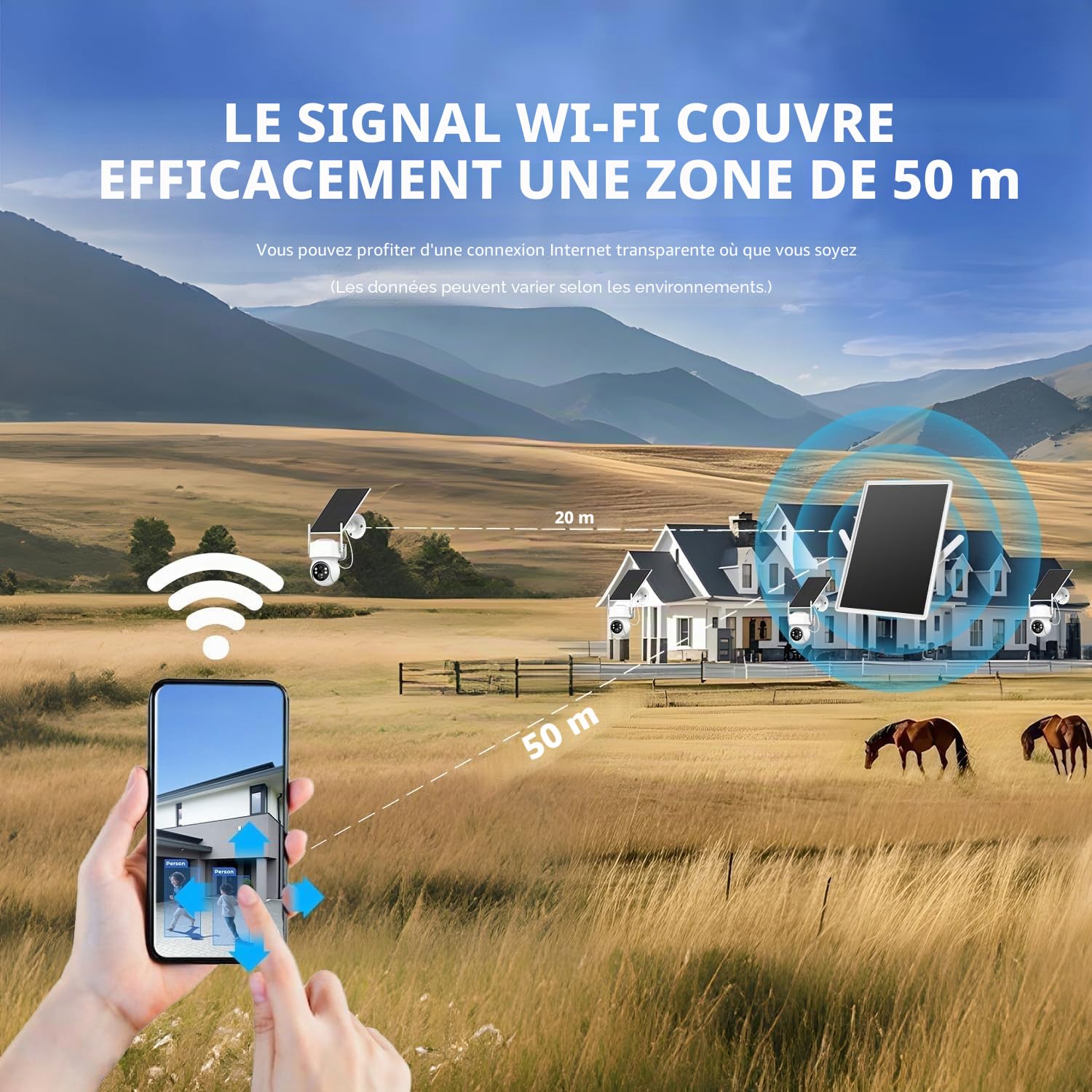 SECUEYE Routeur Solaire 4G LTE 2,4 GHz WiFi Hotspot Point d'accès sans Fil VSIM et Emplacement pour Carte SIM Batterie 26 000 mAh intégrée IP66 étanche extérieure pour caméra de sécurité