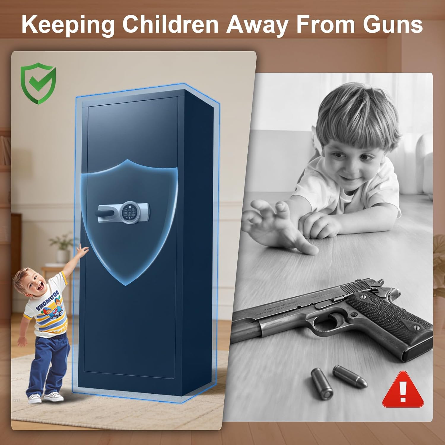 Marcree Muti-Function Gun Safe, 10-12 Large Quick Access Biometric Rifle Safe with Adjustable & Removable Shelves, Gun Cabinet with Digital Keypad for Home, Dual Alarm&Mute System, Accessmbly Required