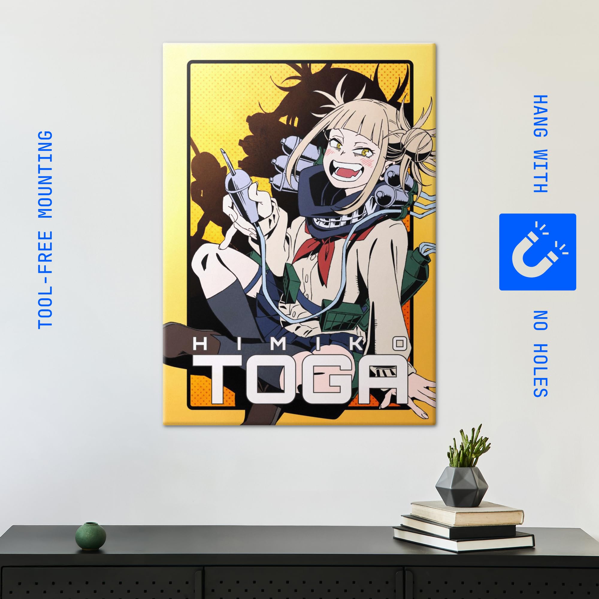 Displate Metall poster My Hero Academia Toga's Manic Embrace Größe L | Bilder Wanddeko Wohnzimmer & Schlafzimmer Wandbilder, Geschenk. Wandkunst mit Magnet-Befestigung, ohne Bohren.