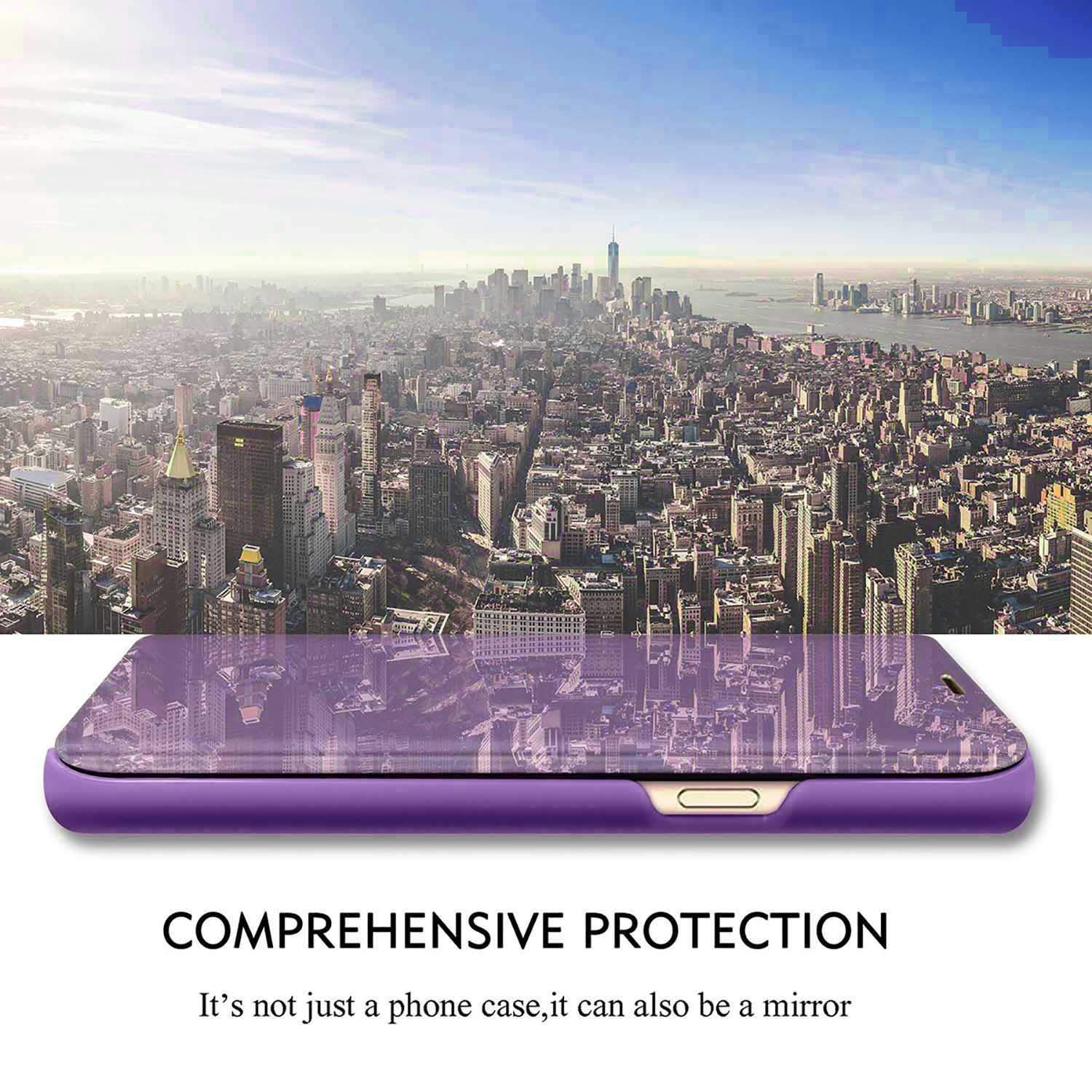 WBWONE Clear Smart View Cover per Xiaomi Redmi Note 12 (4G Editon), Standing Mirror Flip Folio Custodia Protettiva Bumper, Luxury Specchio Libro Case con Supporto Pieghevole. Argento