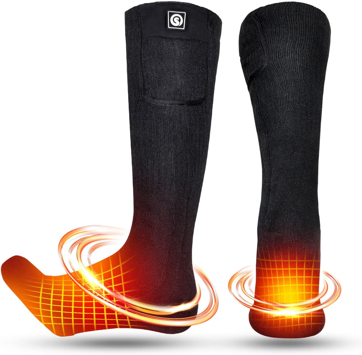 Upgraded Rechargeable Electric Heated Socks,7.4V 2200mAh Battery Powered Cold Weather Heat Socks for Men Women,Outdoor Riding Camping Hiking Motorcycle Skiing Warm Winter Socks （L