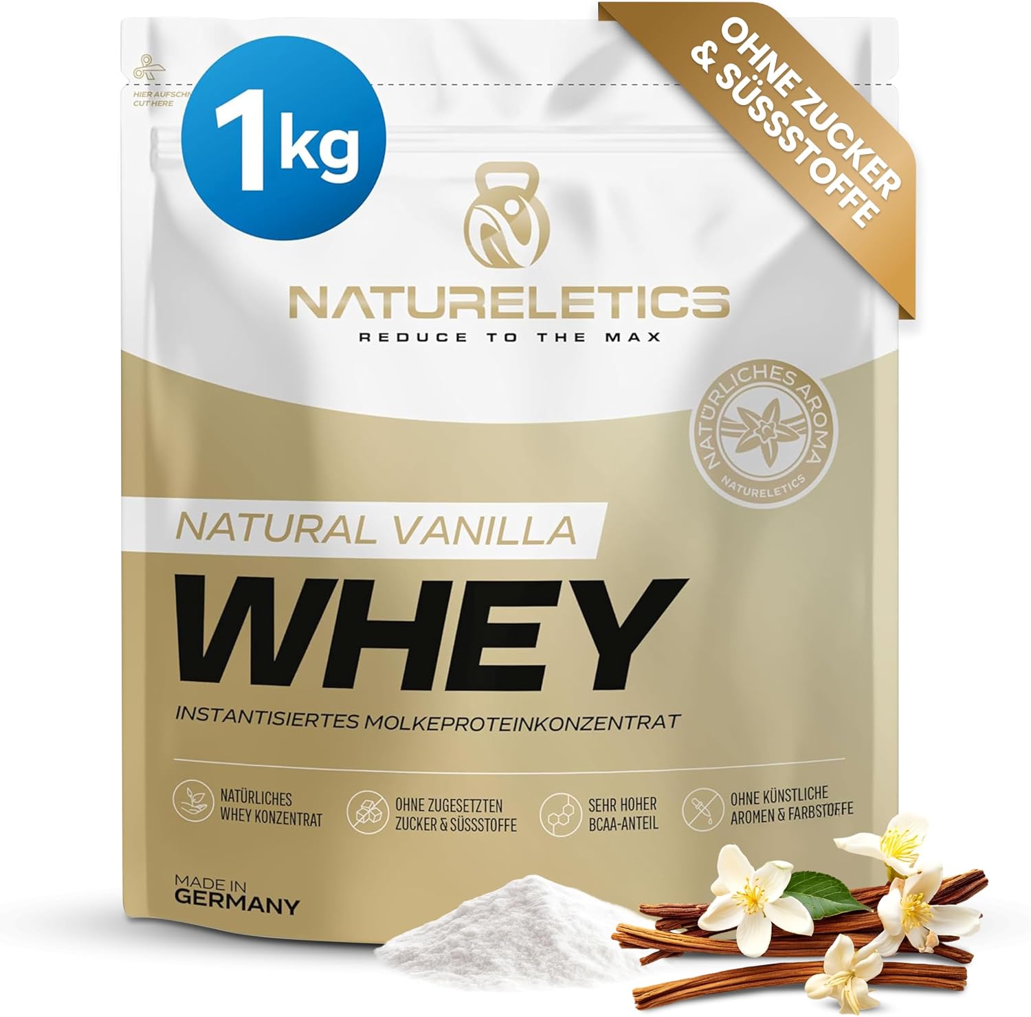 Natureletics VANILLE 1kg - Natürliches Premium Whey Protein aus
