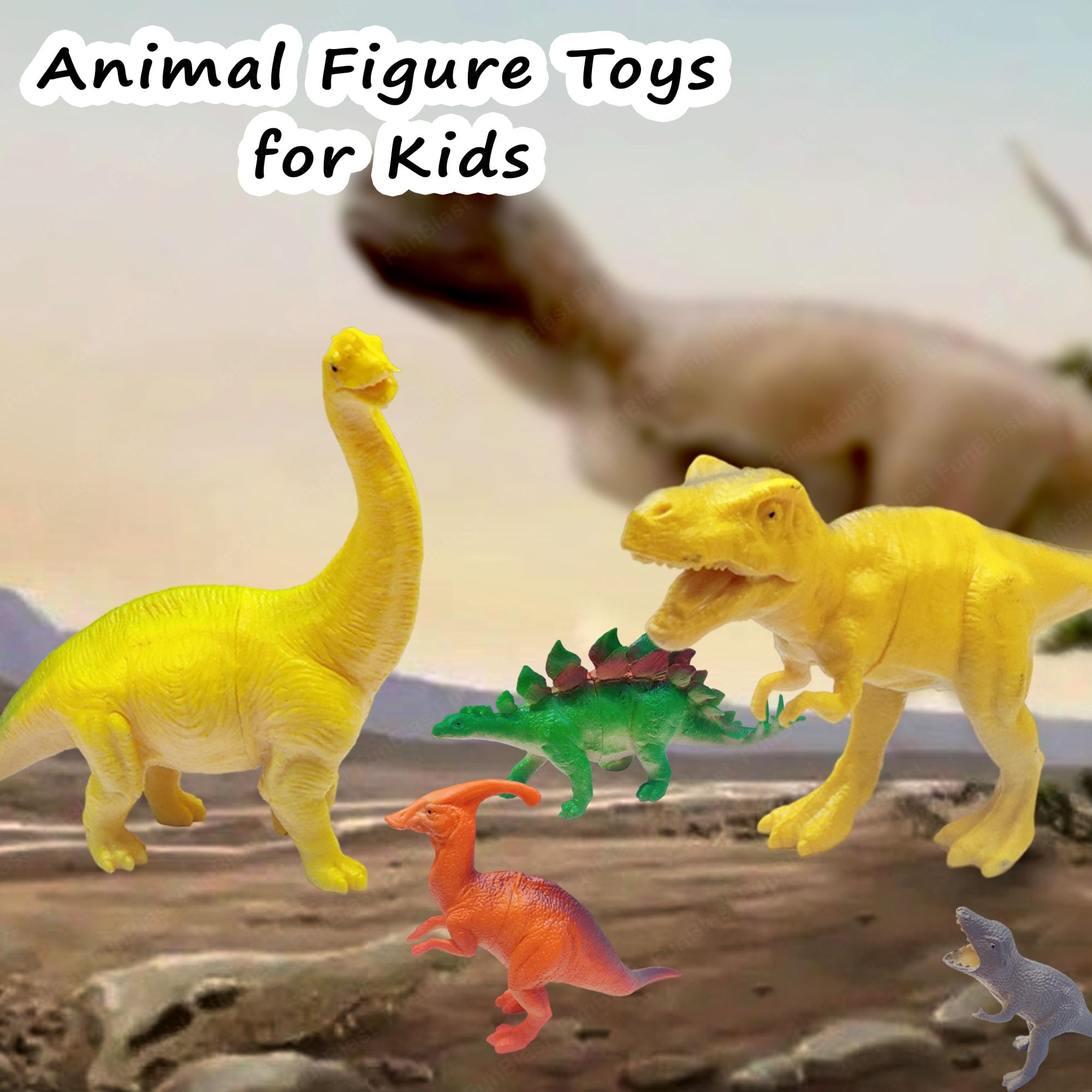 FunBlast Dinosaur Toy Set of 12 Pcs, Dinosaurs Animals Figures Toys Set for Kids,Boys, Animal Figure Toys for Children (Multicolor) 4