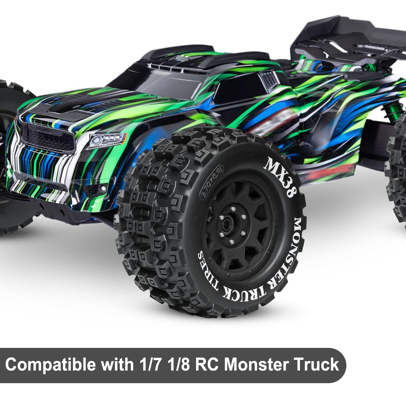 Amazon | LRFHL MX38 F/R 3.8インチ RCタイヤとホイール 1/8