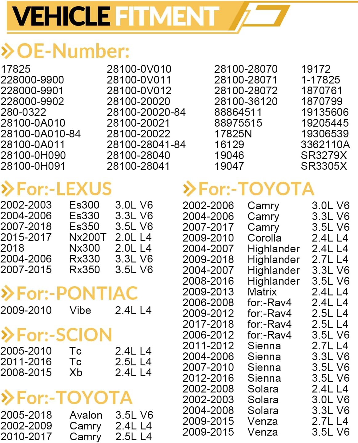 AATEE 17825 Starter Motor Fit for:-Toyota Sienna 2004-2016, Highlander 04-18, Avalon 08-15, Matrix 09-13, Camry Corolla for:-Rav4 for:-Lexus ES350 NX300 RX350 for:-Scion Tc Tb 12V 1.6KW 13 Teeth