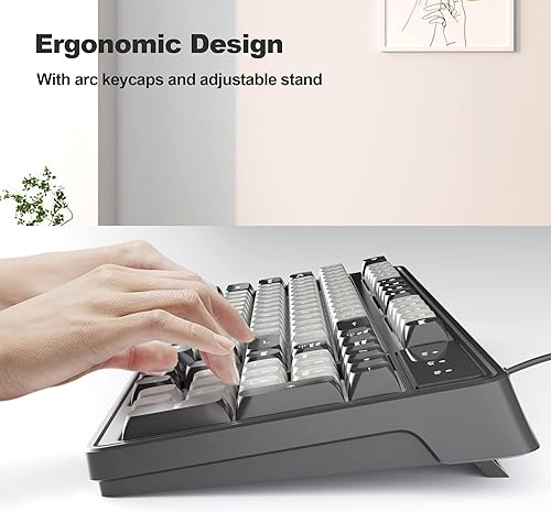 Miniatura 2 de Camiysn Teclado para juegos de alambre, 7 colores arcoíris retroiluminados teclado clásico para juegos (negro y gris)