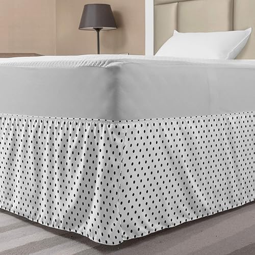 Miniatura 11 de Lunarable Falda de cama amarilla, inspirada en pícnic, inspirado en los años 50, 60, 70, estampado retro de lunares, decoración de dormitorio, falda