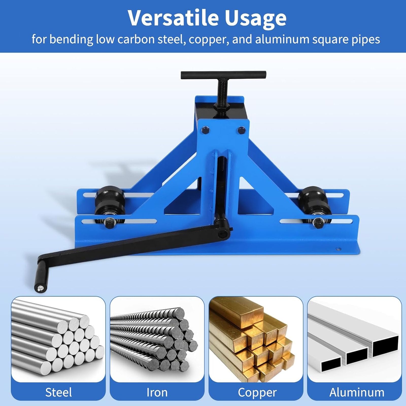 JOSBY Curvatrice per Metalli, Piegatubi da Tavolo A Manovella, con Altezza Regolabile Fino A 120 Mm, per Acciaio, Rame E Alluminio, Ideale per Cantieri Edili E Piccole Officine di Lavorazione
