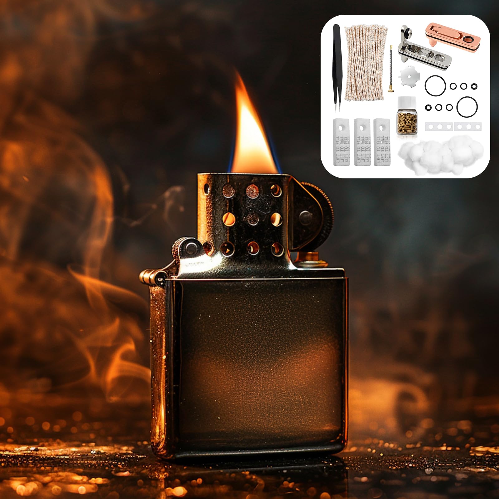 KIit de Reparación de Encendedores Accesorios de Repuesto para Zippo Kit de Mantenimiento y Reparación para Mechero para Zippo la mayoría de los encendedores