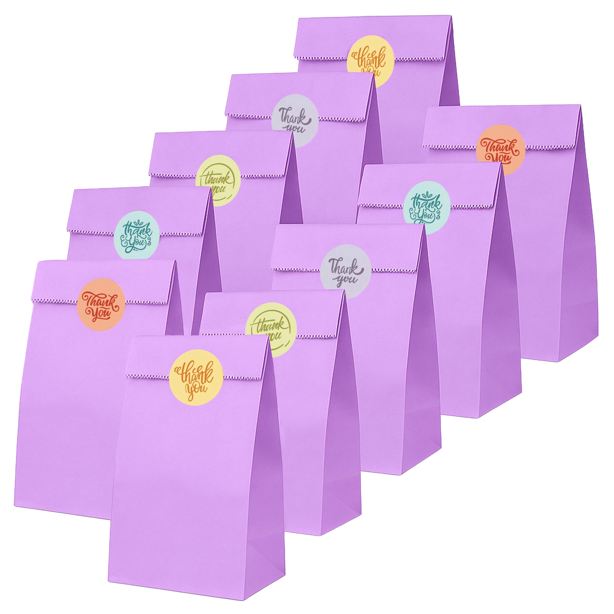 Thepaperbagstore 20 Lilac Paper Party Bags with Thanks Stickers — image 1