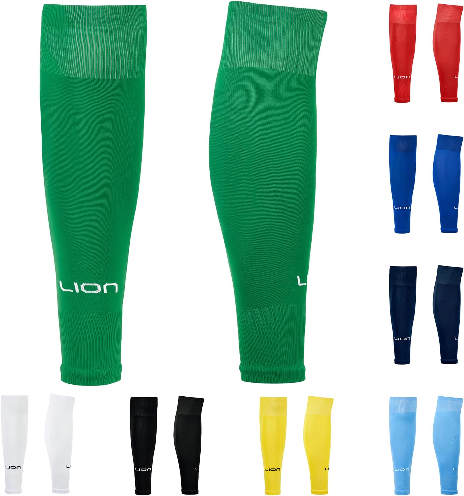LION SPORTSWEAR Kids/Youth Football Sock Sleeves To Accompany Grip Socks - Fits Over Calf/Shin Pads - Variety Of Colors To Match Your Team Kit