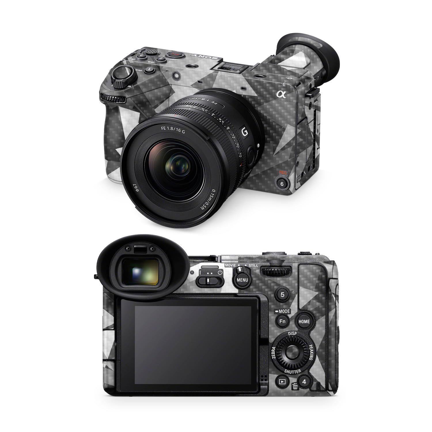 Carbon Fiber Camera Skin Compatible with Sony FX2 Digital Camera (2025) - Mono Camo - Premium 3M Vinyl Protective Wrap Decal Cover - Easy to Apply | Crafted in the USA by MightySkins