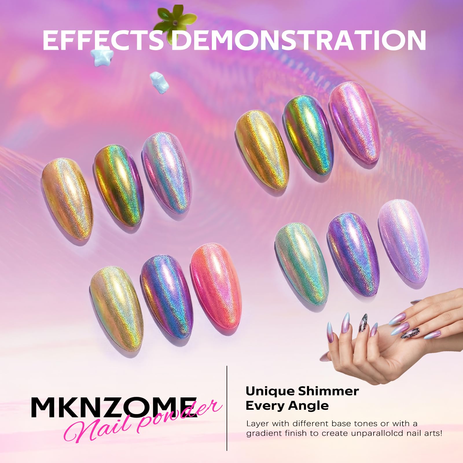 Chrom-Nagelpulver, metallischer Spiegel, holografischer Effekt, Glitzer, Schwarz, Gold, Silber, für Zuhause, Nagelkunst, Dekoration, DIY, Salon, Maniküre, Geschenk für Frauen