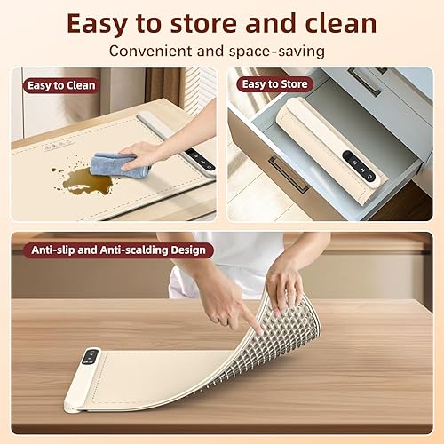 Miniatura 5 de Alfombrilla plegable para calentar alimentos, Alfombrilla de calentamiento de silicona para alimentos, Bandeja de calentamiento eléctrico,