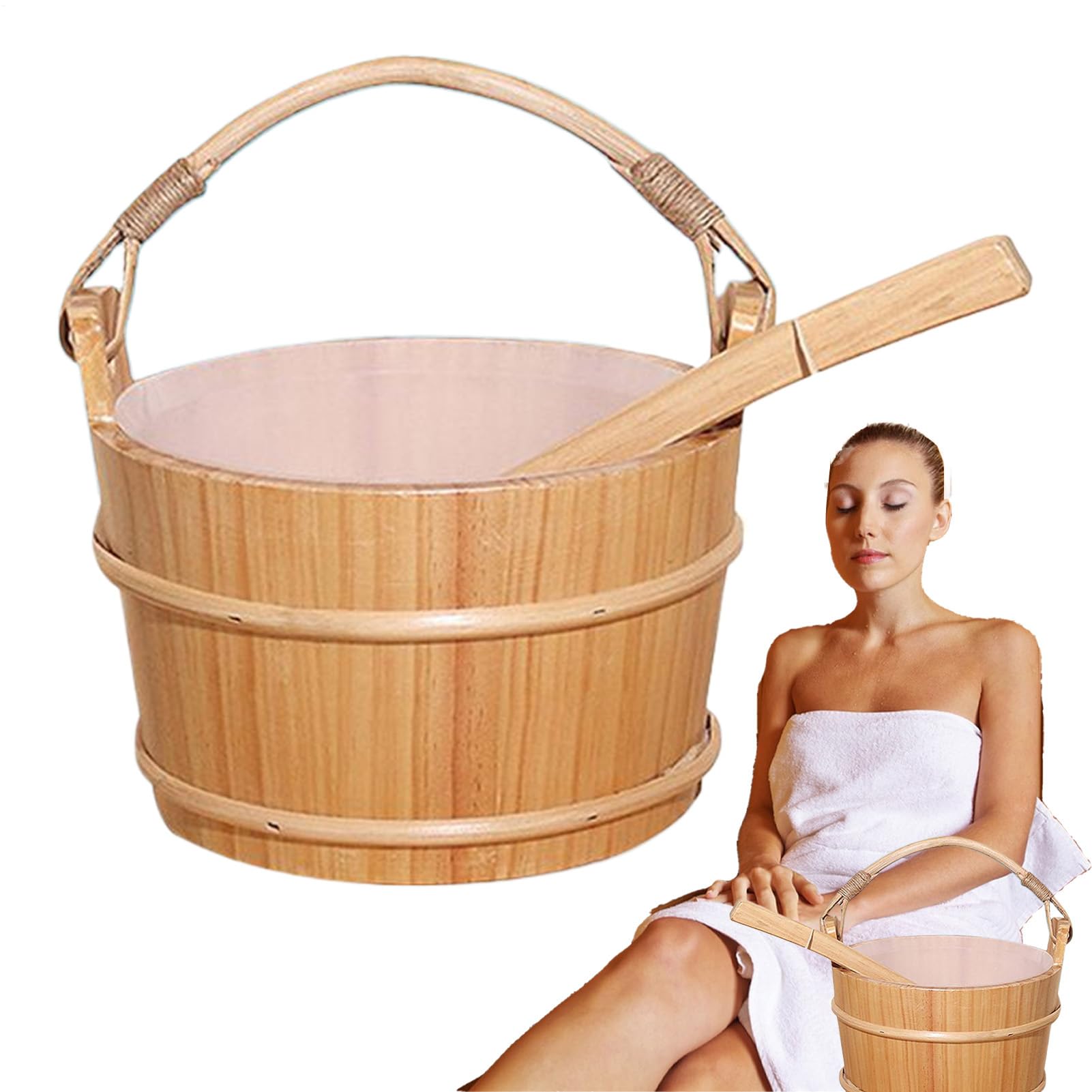 Zestaw Sauna z wiadrem Artykuły Łazienka Długi Uchwyt I Akcesoria Spa | Zestaw akcesoriów do sauny z wiadrem i łyżką Zestaw narzędzi dla mężczyzn kobiet rodzinnych domu i prysznica