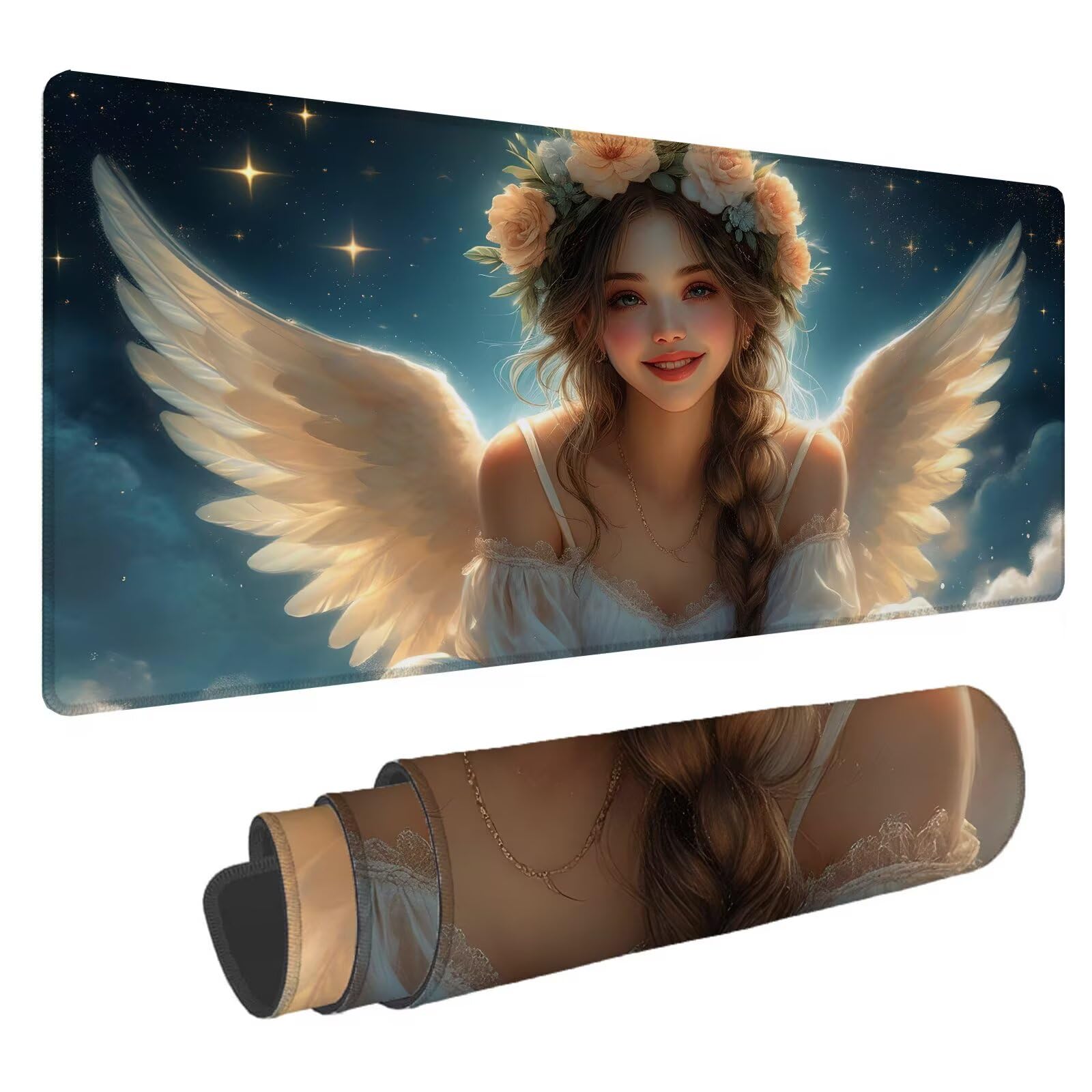 Angel Podkładka pod mysz Podkładka pod mysz XXL 1500 x 800 x 4 mm Podkładka pod mysz dla graczy, podkładka pod mysz do laptopa, podkładka pod mysz i klawiaturę A-59