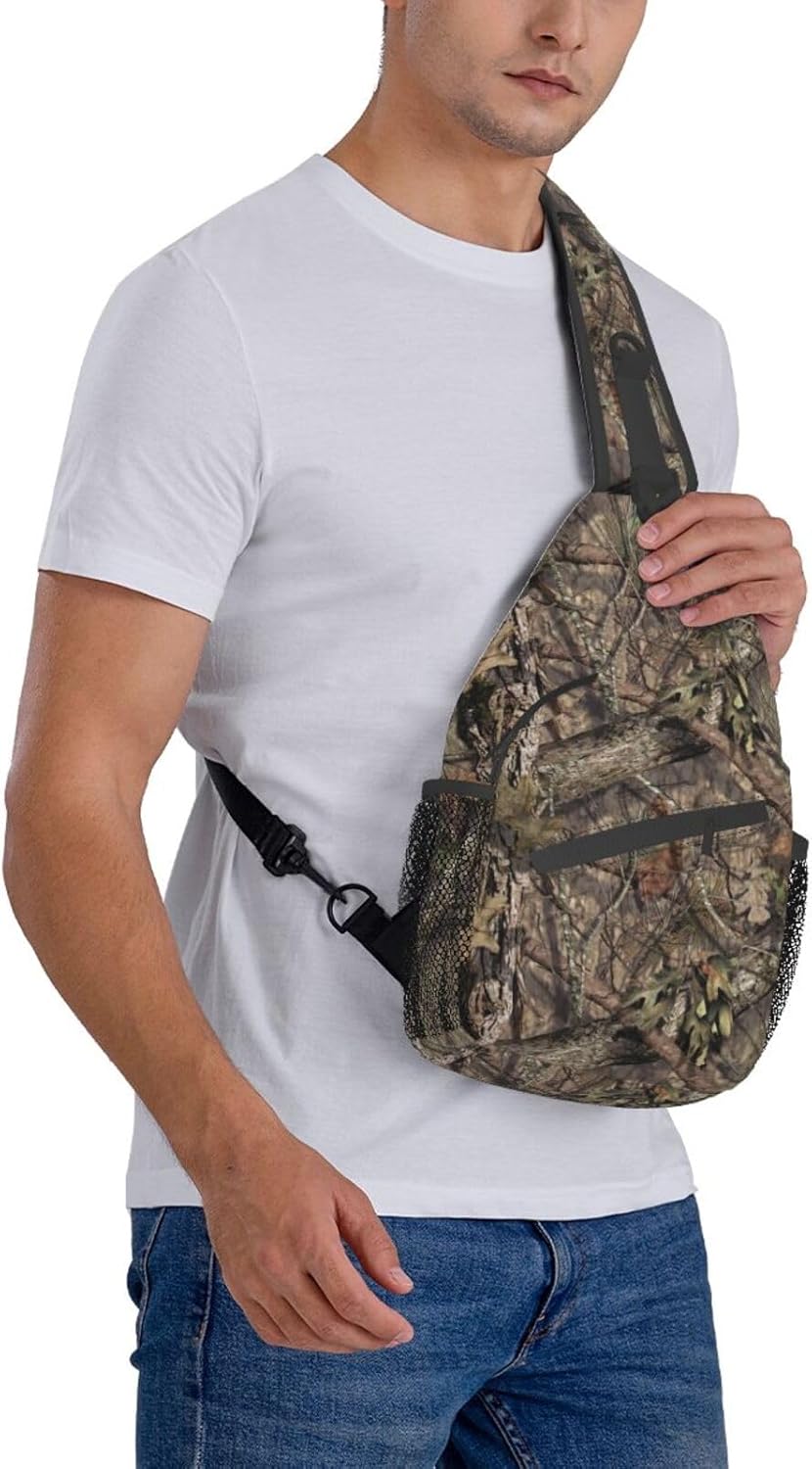 Hunting Camouflage Camo Forest Sling Backpack Crossbody Sling Bag Casual Chest Bags Travel Hiking Daypack Shoulder Bag for Women Men - Image 7